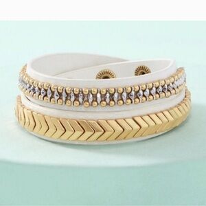 Stella & Dot Gilded Path Double Wrap Bracelet White Gold Silver.